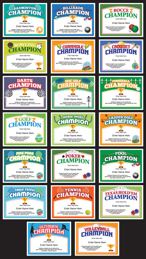 champion certificates grid